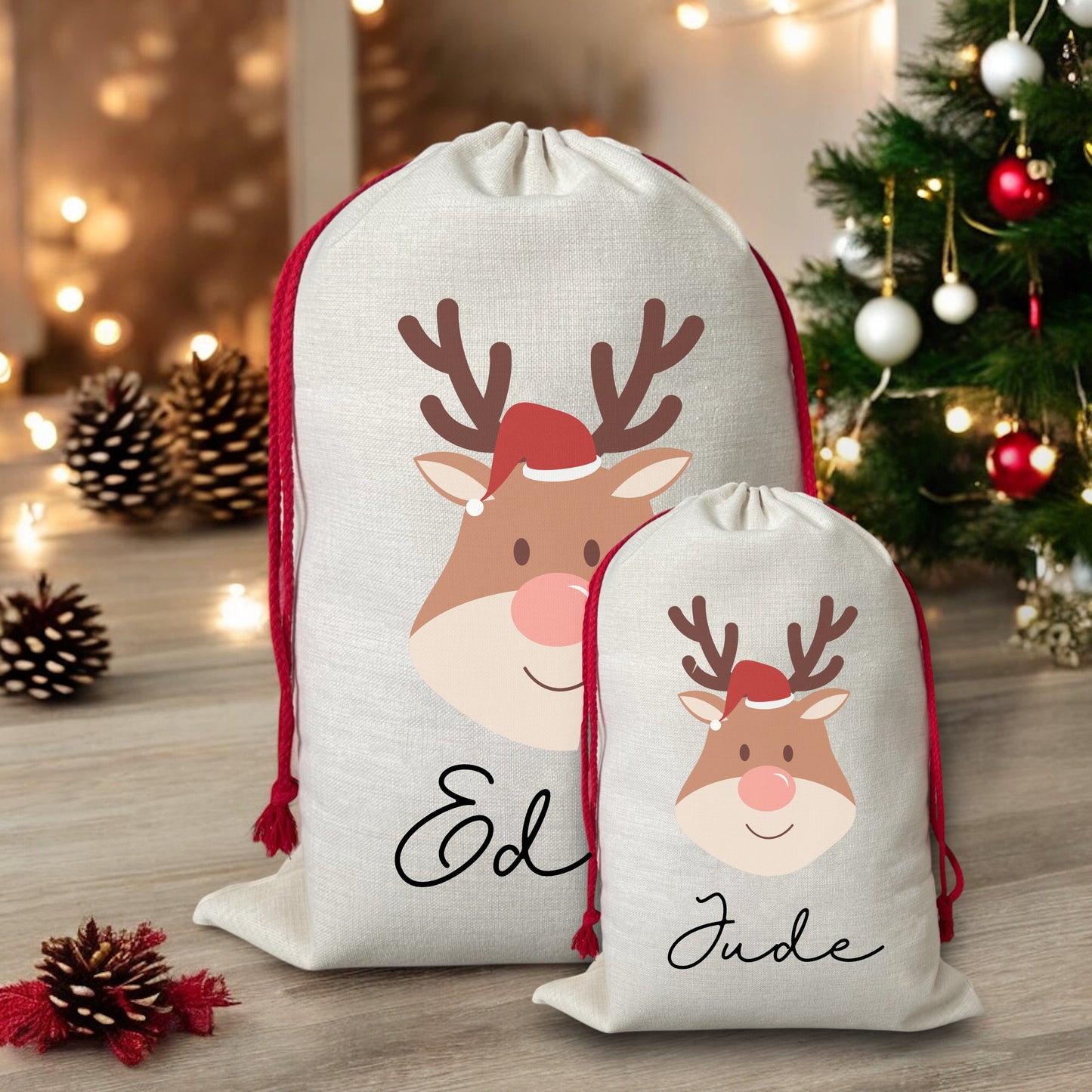 Reindeer Personalised Christmas Sack