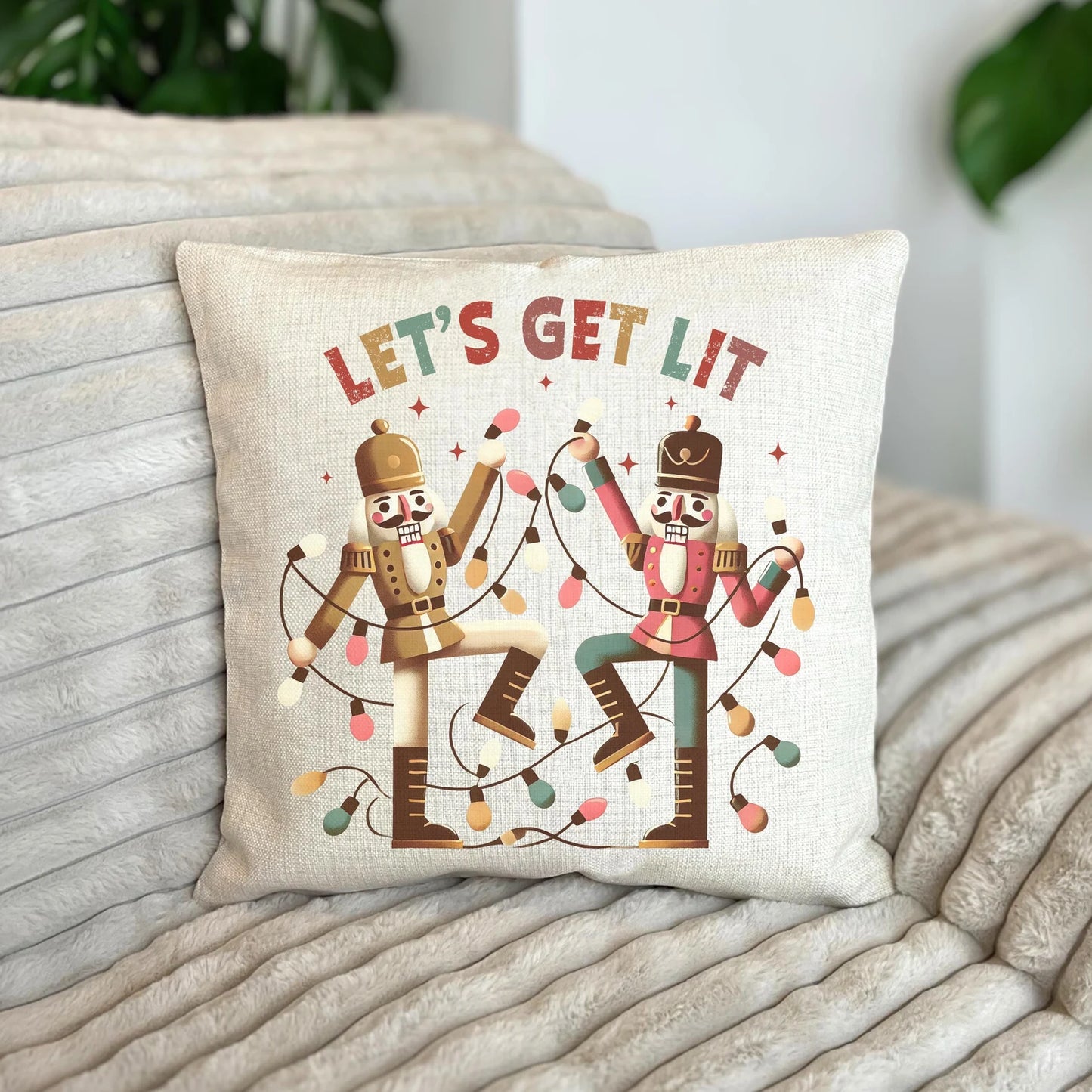 Christmas cushion Nutcracker Let's Get Lit
