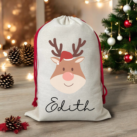 Reindeer Personalised Christmas Sack