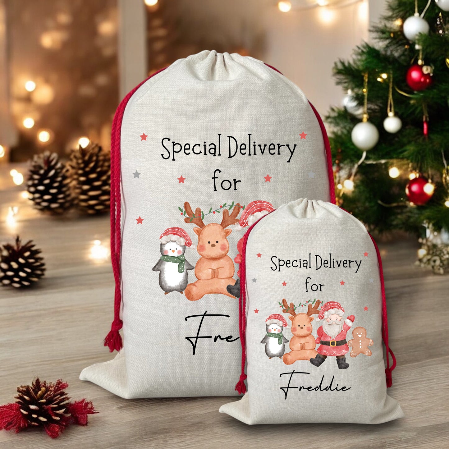 Santa and Friends Personalised Christmas Sack