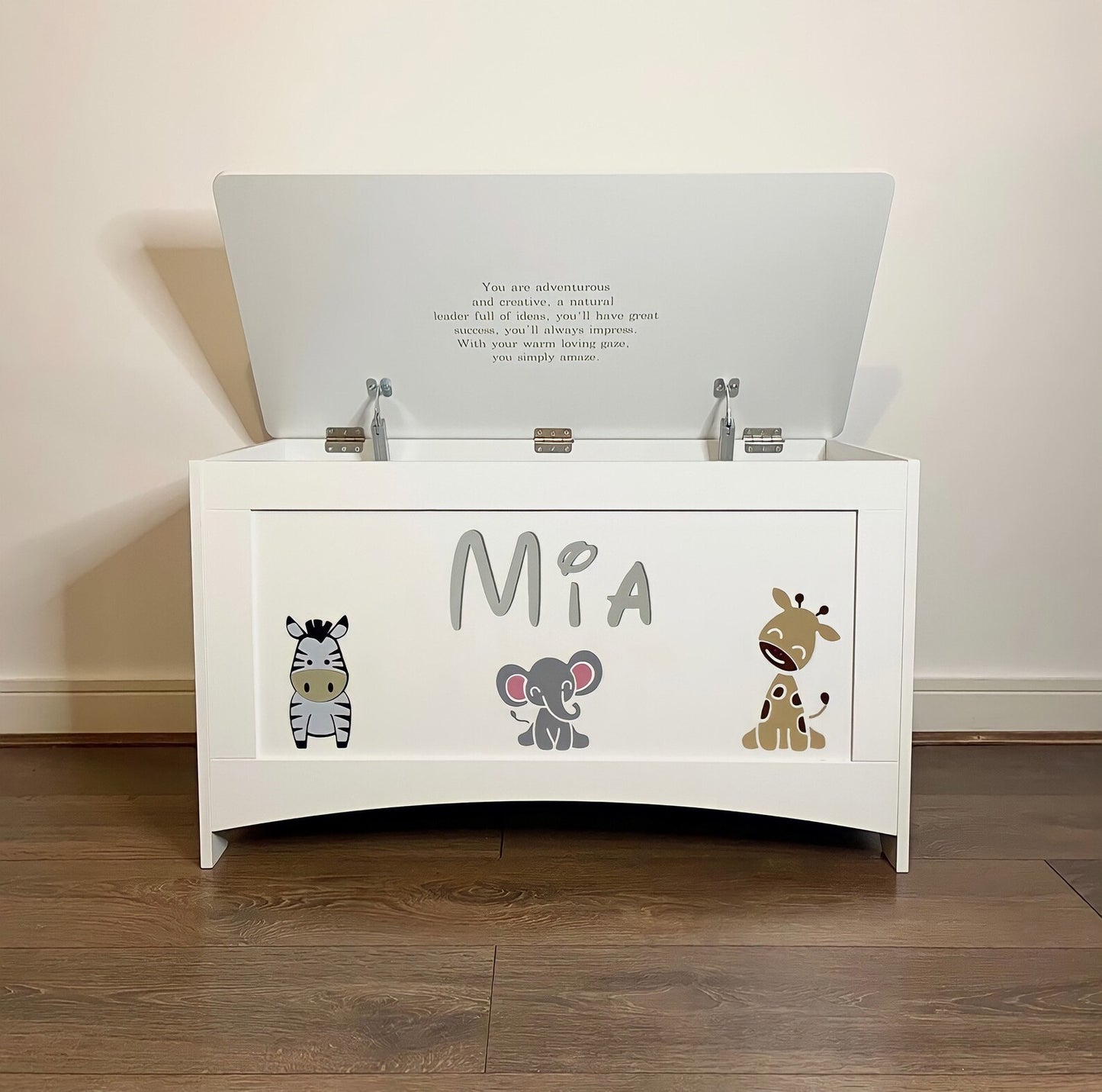 Childrens personalised safari themed toybox