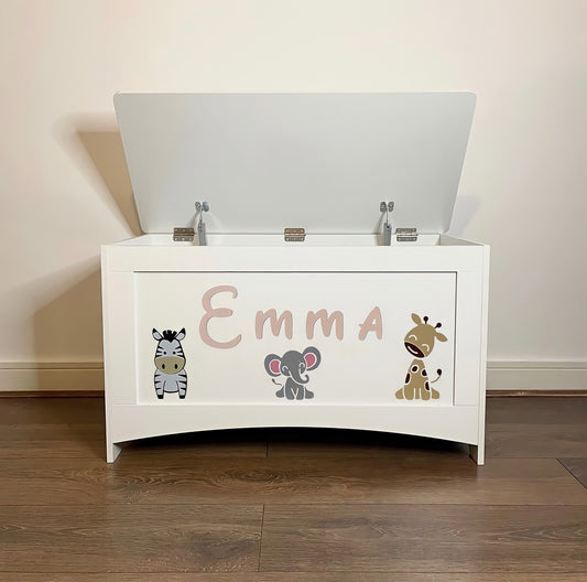 Childrens personalised safari themed toybox